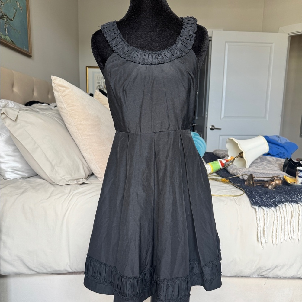 Anthropologie Silk Black Midi Dress
